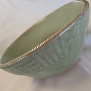 Vtg. Frankoma Pottery 'Mayan Aztec' Bowl Green & Brown 6"Wx3"H